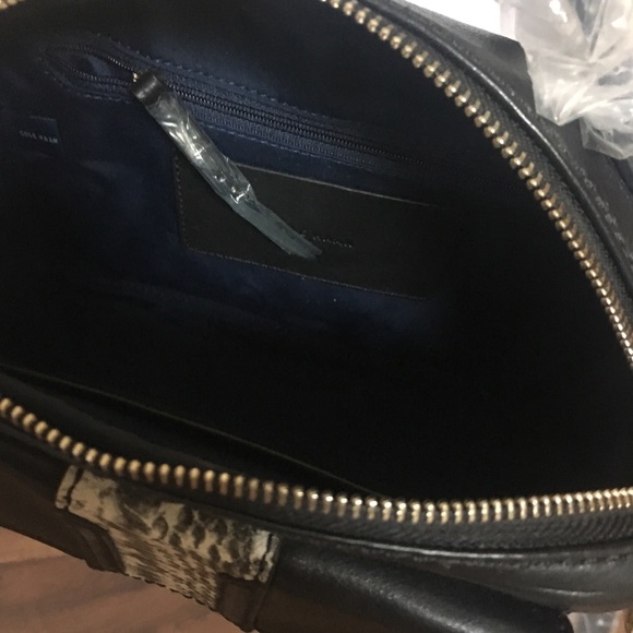 Cole Haan Leather Crossbody Bag Snake Print Panel - Picture 5 of 6